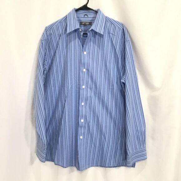 Kenneth Cole Reaction Striped Button Down (H8) - Picture 1 of 6